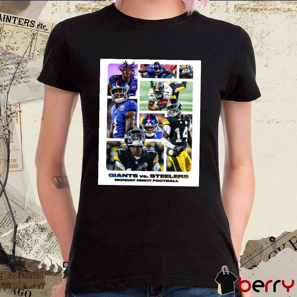 New York Giants Vs. Pittsburgh Steelers Monday Night Football A Battle Between Two Of The Best Young Receivers In The League Poster t-shirt