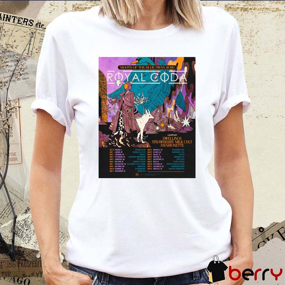 Nights of the Blue Swan 2026 Royal Coda July 31 in Chicago, IL – August 22 Roseville, CA Poster t-shirt