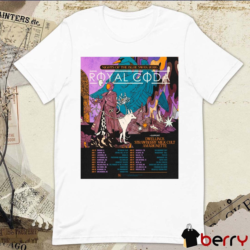 Nights of the Blue Swan 2026 Royal Coda July 31 in Chicago, IL – August 22 Roseville, CA Poster t-shirt