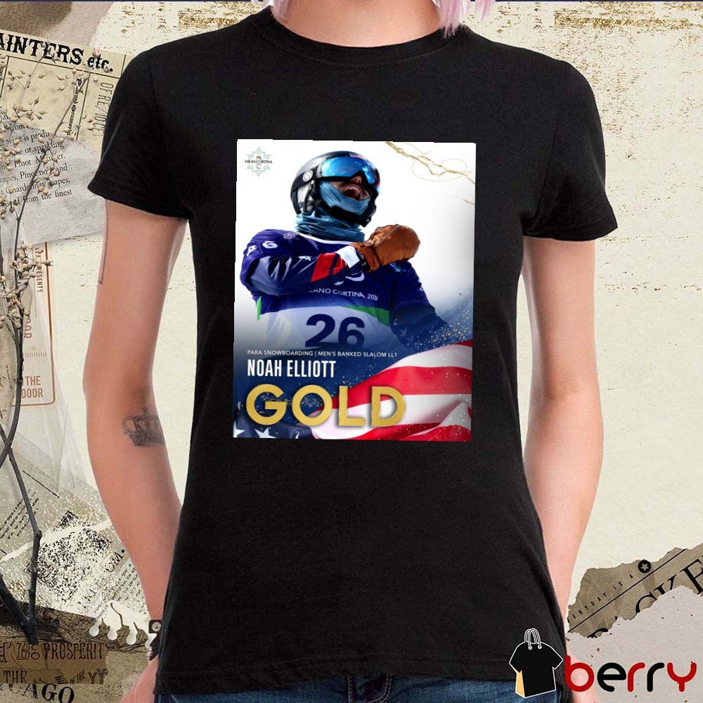 Noah Elliott Para Snowboarding Men’s Banked Slalom LL1 Gold Medal Poster t-shirt