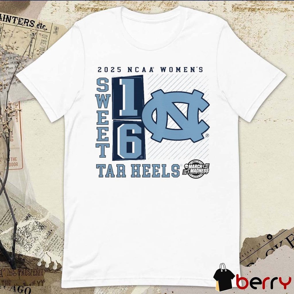 North Carolina Tar Heels NCAA DI Women’s Basketball Tournament March Madness Sweet 16 Elite 8 No Look Pass 2025 t-shirt