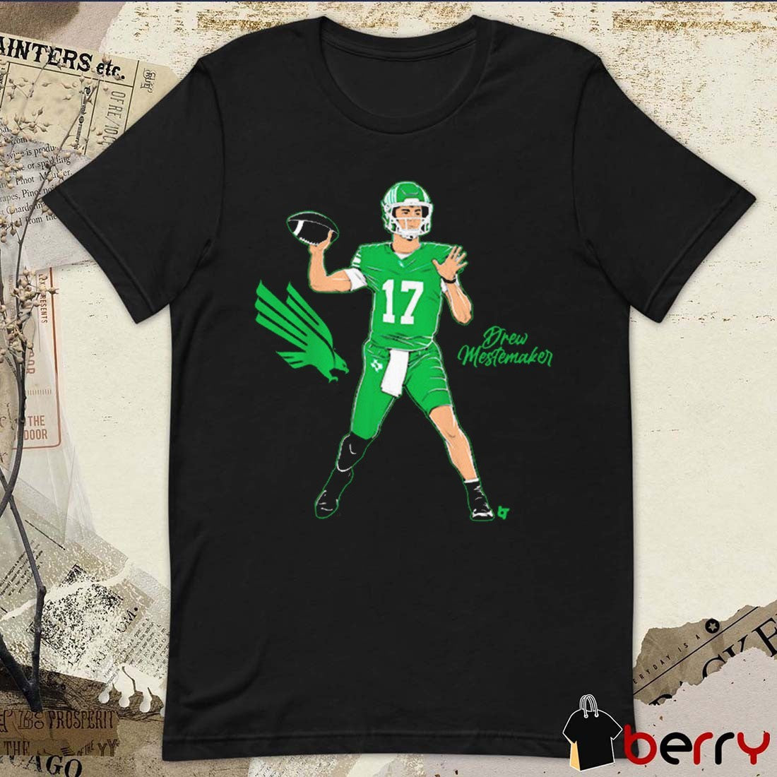 North Texas Mean Green Football Drew Mestemaker Superstar Pose t-shirt