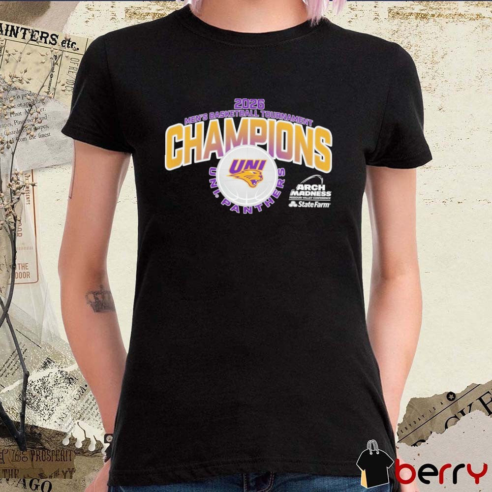 Northern Iowa Panthers 2026 MVC Men’s Basketball Tournament Champions Uni Panthers t-shirt