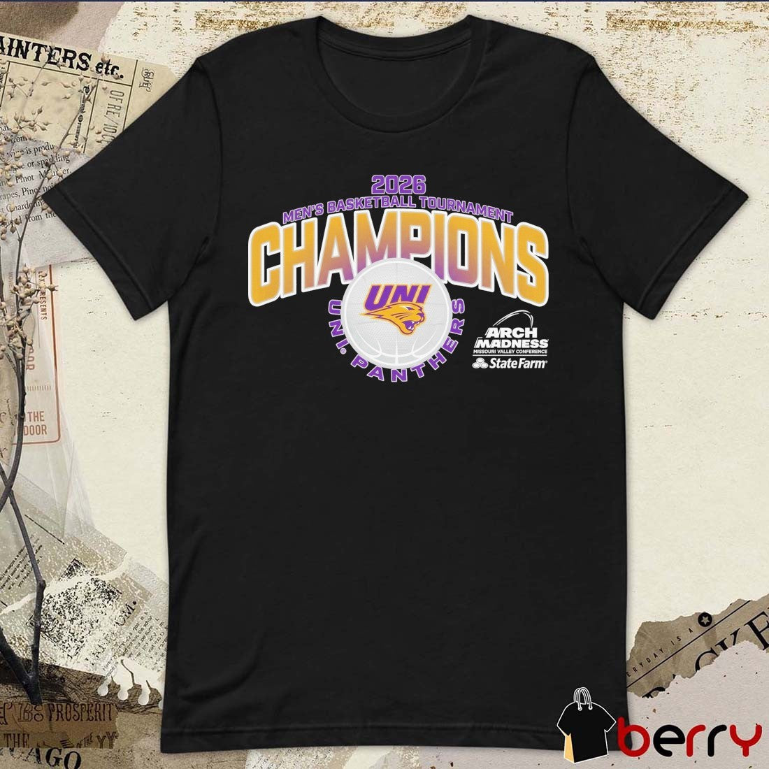 Northern Iowa Panthers 2026 MVC Men’s Basketball Tournament Champions Uni Panthers t-shirt