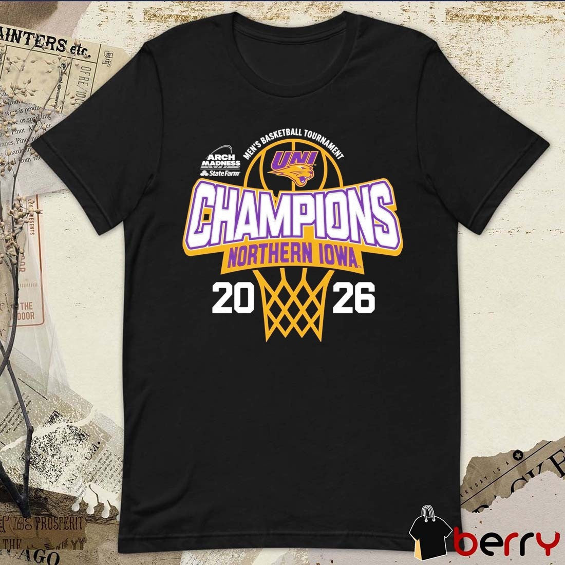 Northern Iowa Panthers 2026 MVC Men’s Basketball Tournament Champions t-shirt