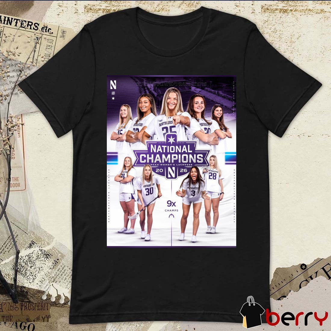 Northwestern Wildcats Women’s Lacrosse 2026 NCAA National Championship 9x Champs Poster t-shirt