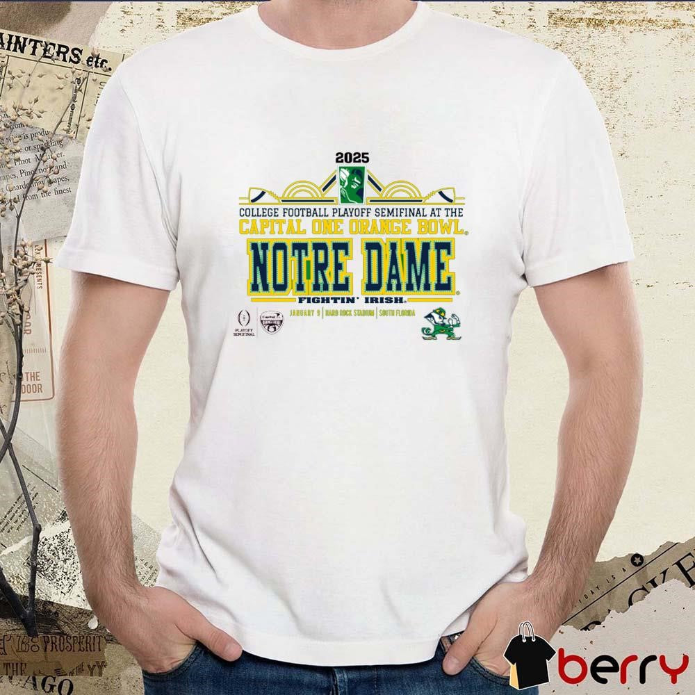 Notre Dame Fighting Irish 2025 CFP Semifinal At The Capital One Orange Bowl Hard Rock Stadium Art Deco Player NCAA t-shirt