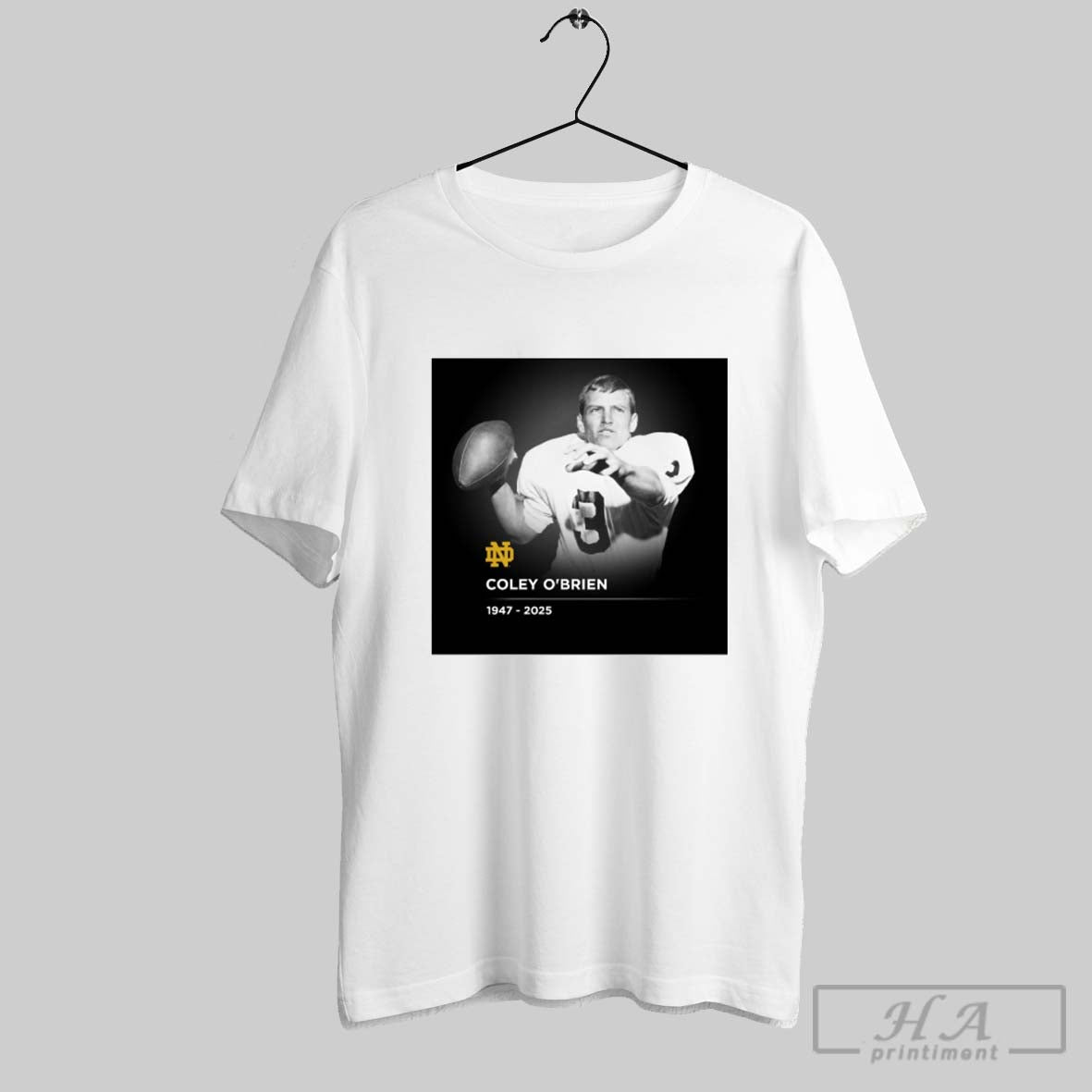 Official Notre Dame Fighting Irish Football Rip Coley Obrien 1947 2025 Poster T Shirt