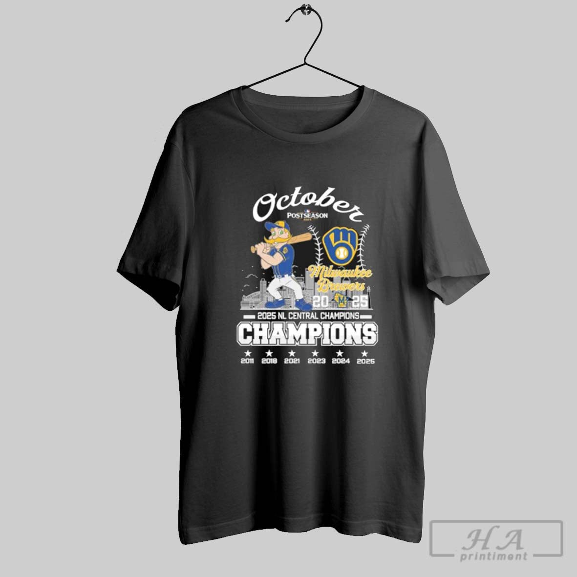Official October Postseason Milwaukee Brewers Mascot 2025 Nl Central Division Champions