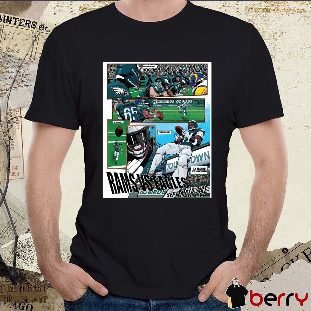Official Los Angles Rams Vs Philadelphia Eagles September 21st 2025 AJ Brown He’s Always Open Poster t-t-shirt