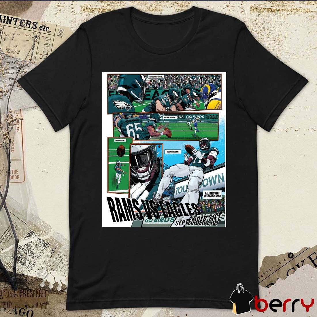 Official Los Angles Rams Vs Philadelphia Eagles September 21st 2025 AJ Brown He’s Always Open Poster t-t-shirt