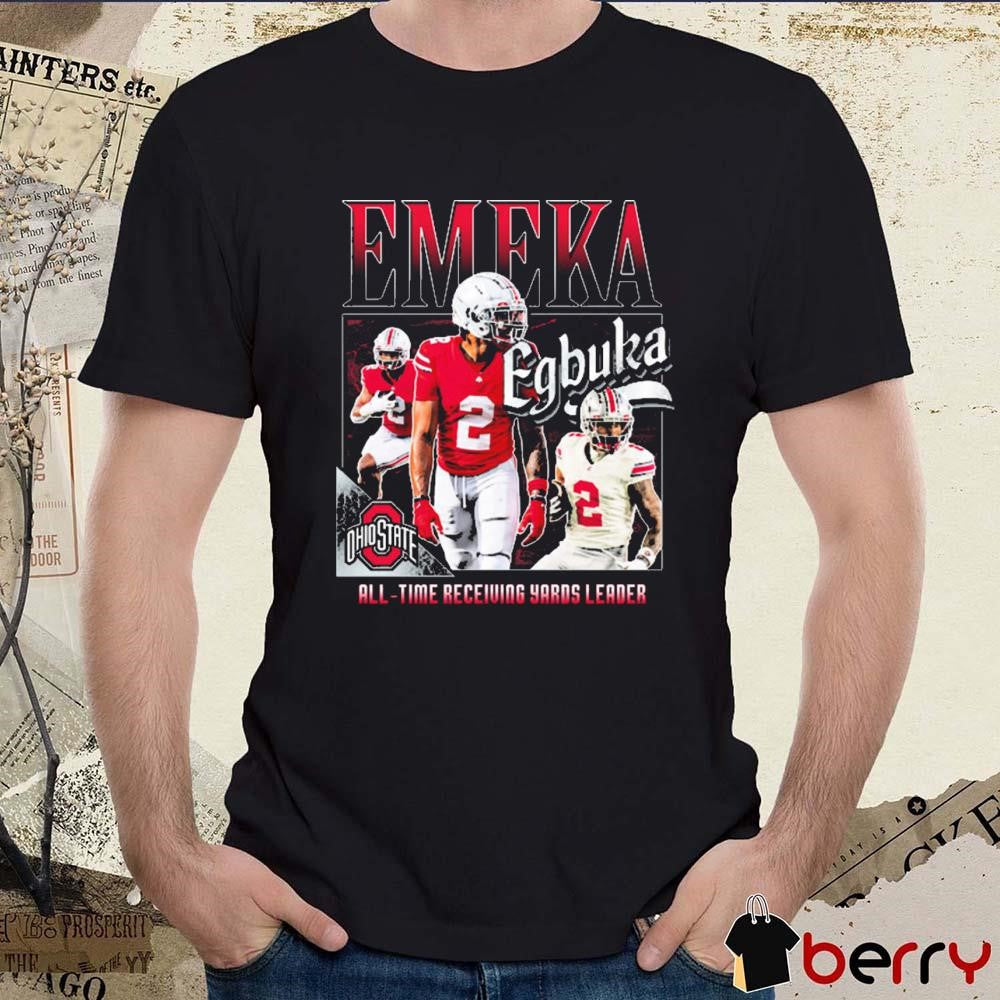Ohio State Buckeyes Football #2 Emeka Egbuka All-Time Receiving Yards Leader Painting t-shirt