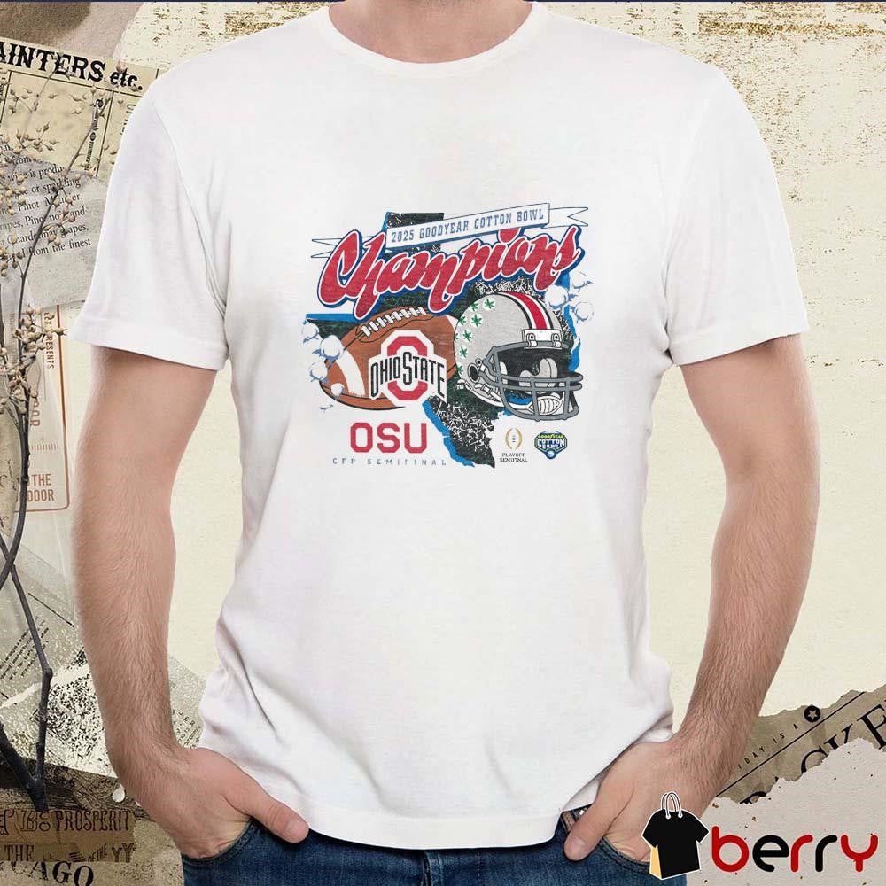 Ohio State Buckeyes NCAA 2025 Goodyear Cotton Bowl Champions OSU CFP Semifinal Helmet Vintage t-shirt