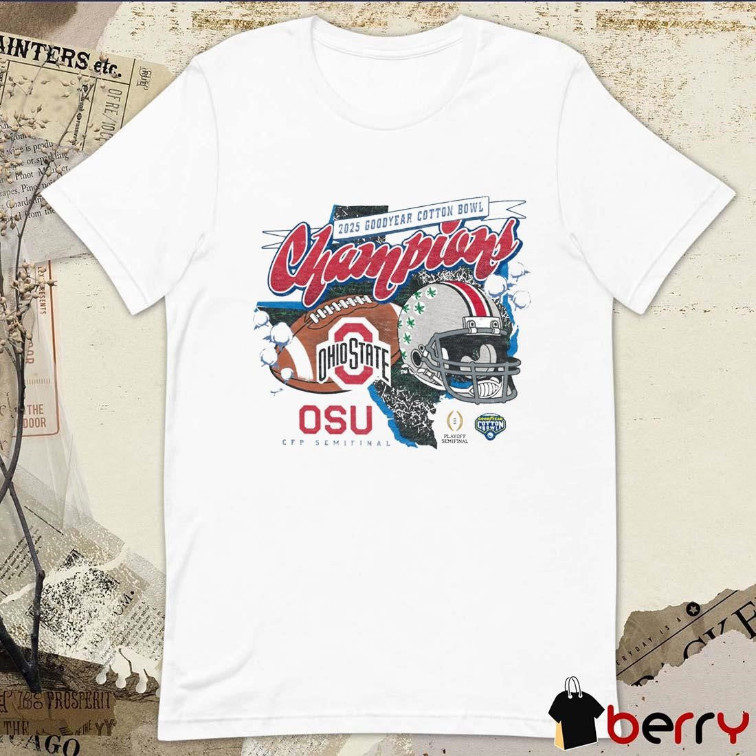 Ohio State Buckeyes NCAA 2025 Goodyear Cotton Bowl Champions OSU CFP Semifinal Helmet Vintage t-shirt