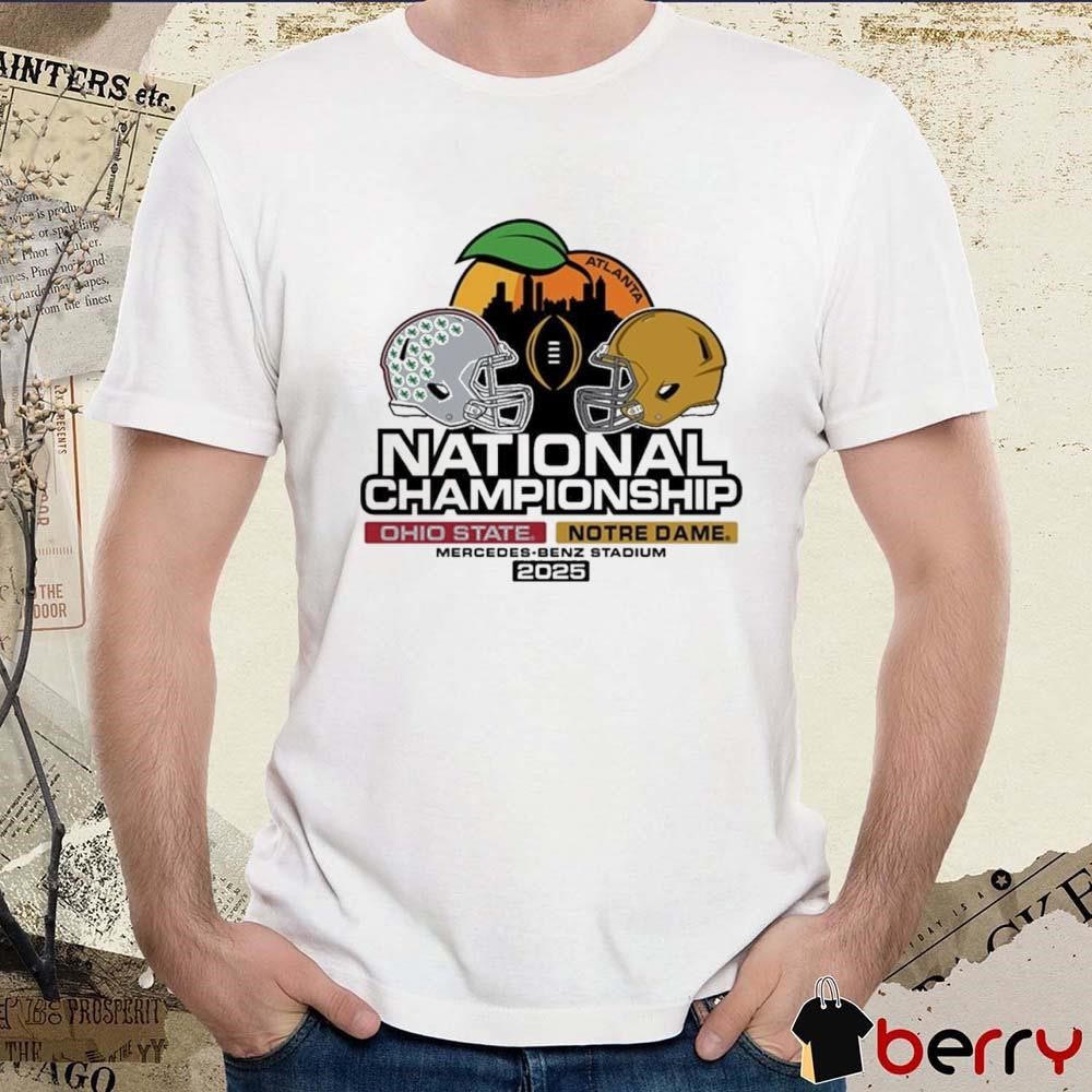 Ohio State Buckeyes Vs Notre Dame Fighting Irish NCAA 2024 National Championship Game Bound Head to Head Atlanta Helmet t-shirt