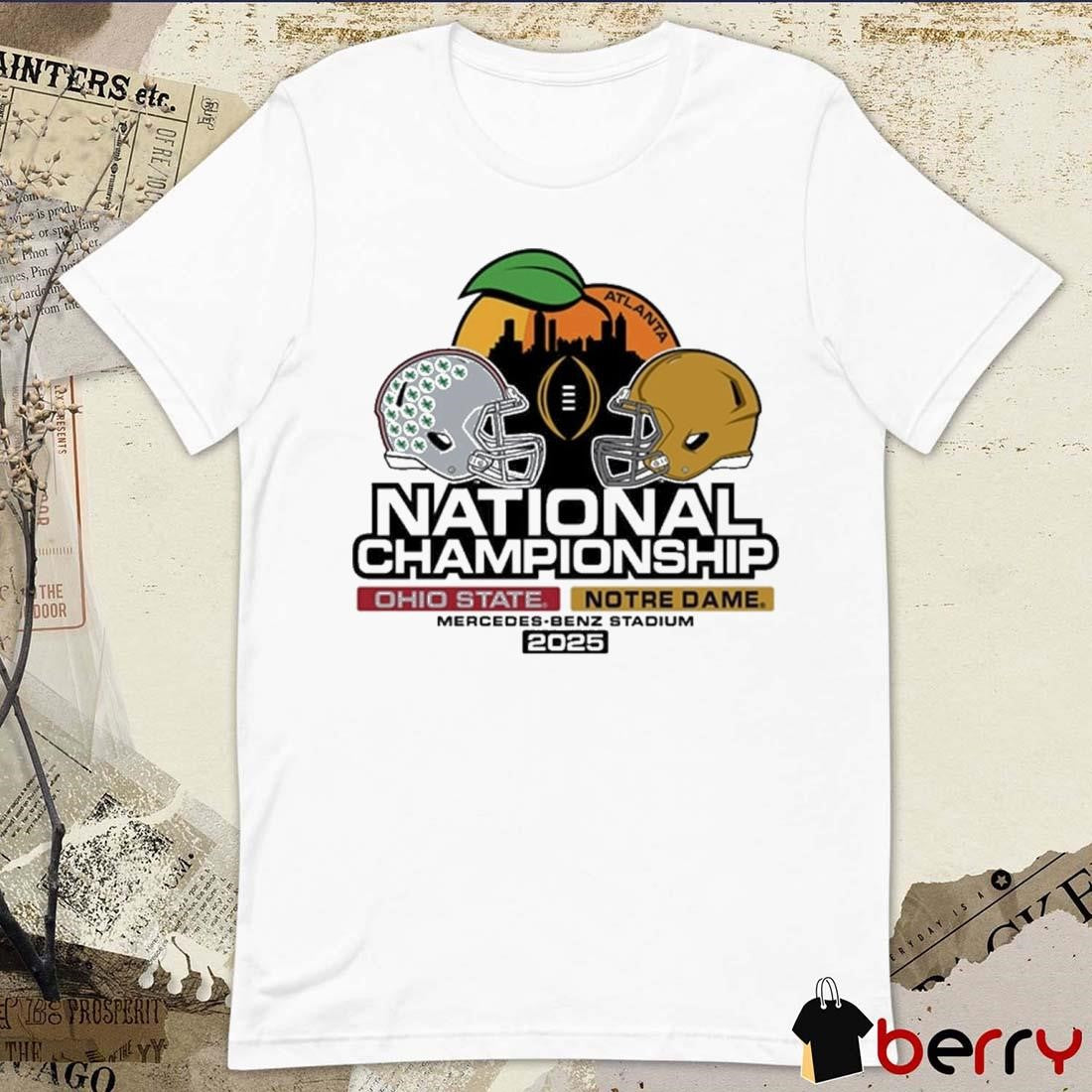 Ohio State Buckeyes Vs Notre Dame Fighting Irish NCAA 2024 National Championship Game Bound Head to Head Atlanta Helmet t-shirt