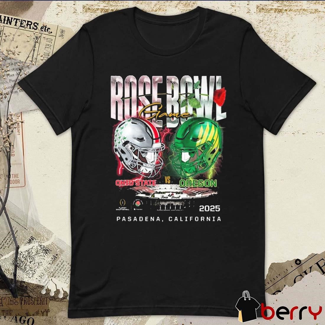 Ohio State Buckeyes Vs Oregon Ducks 2025 Rose Bowl Game Head to Head Pasadena California Helmet t-shirt