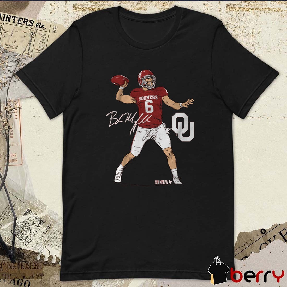 Oklahoma Sooners Football NCAA Baker Mayfield Superstar Pose Signature t-shirt