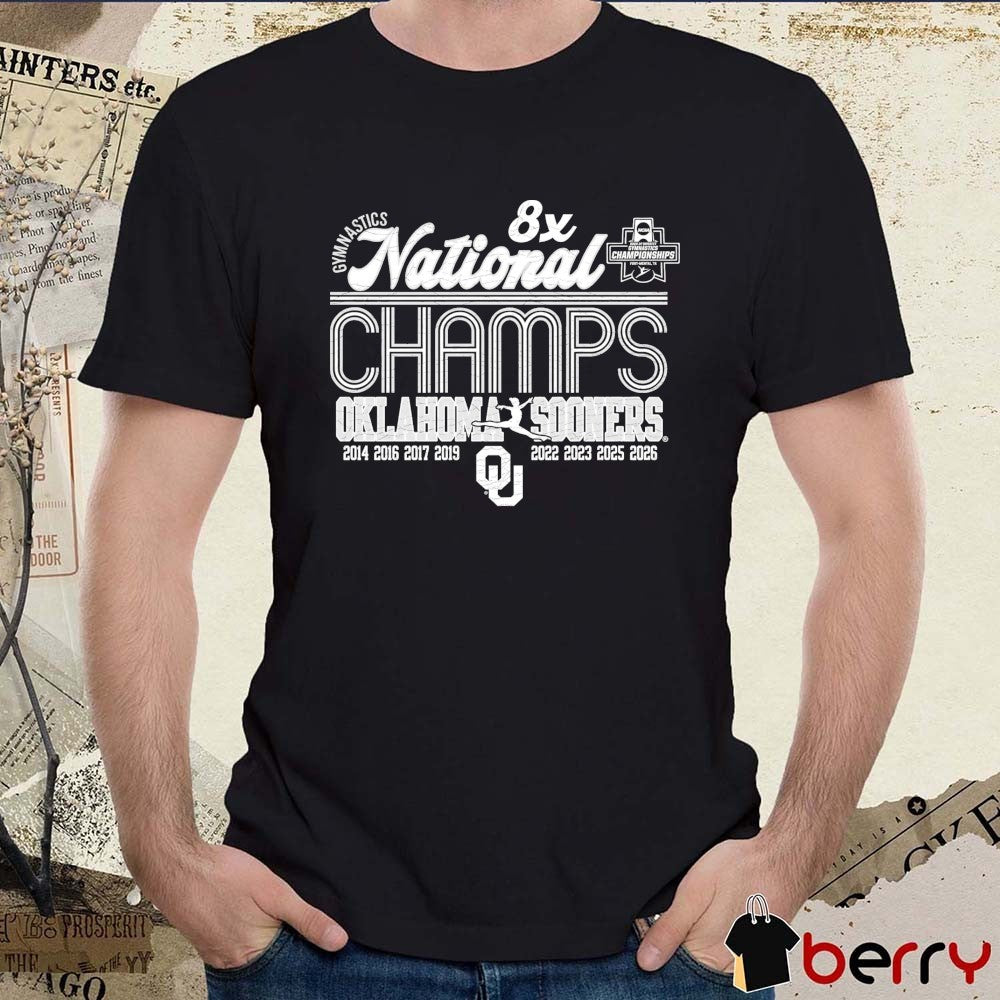Oklahoma Sooners NCAA 2026 Women’s Gymnastics 8-Time National Champions 2014-2026 t-shirt