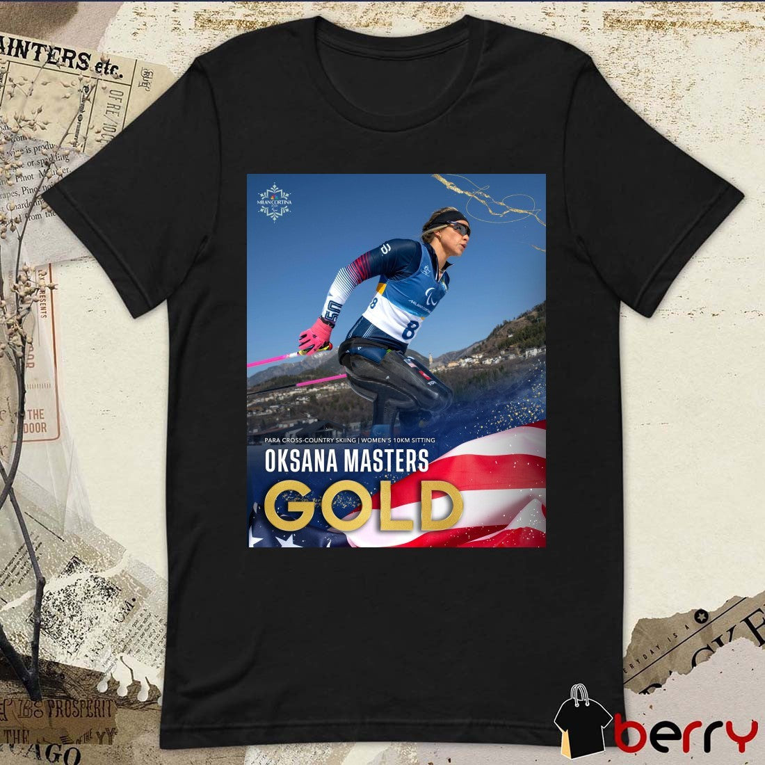 Oksana Masters Para Cross-Country Skiing Men’s 10km Sitting Gold Medal Poster t-shirt