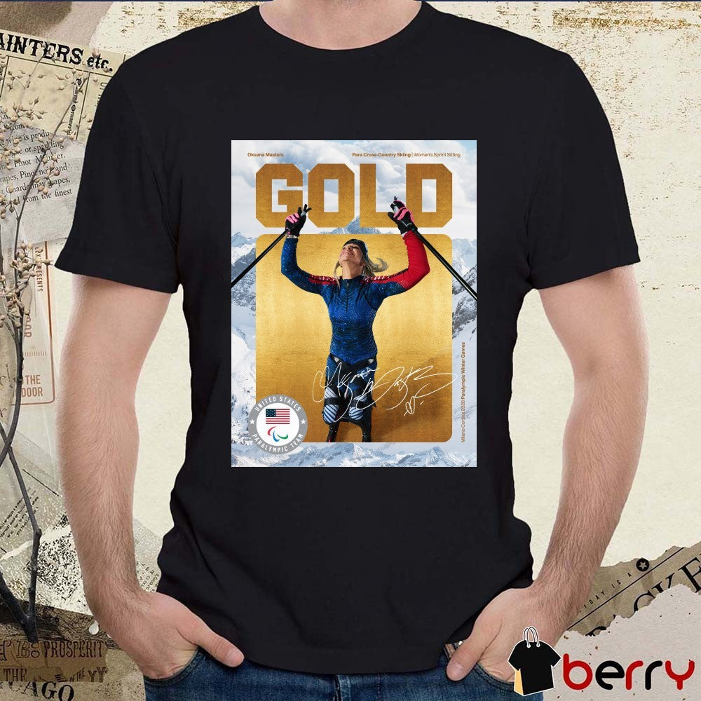 Oksana Masters Para Cross-Country Skiing Women’s Sprint Sitting Gold Medal Signature Poster t-shirt