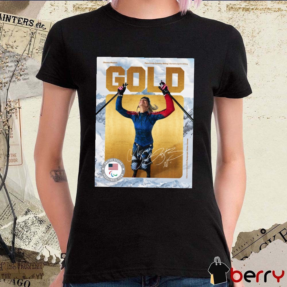 Oksana Masters Para Cross-Country Skiing Women’s Sprint Sitting Gold Medal Signature Poster t-shirt