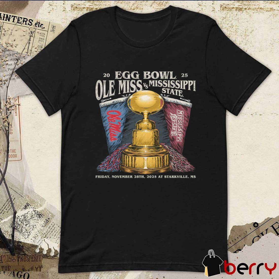 Ole Miss Rebels vs. Mississippi State Bulldogs November 28 2025 Egg Bowl At Starkville MS t-shirt