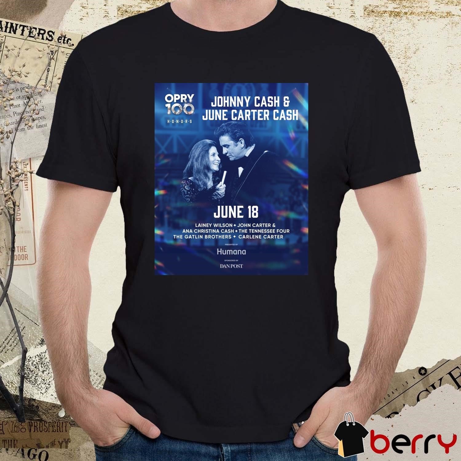 Opry 100 Honors celebrates Johnny Cash & June Carter Cash June 18, 2025 Lainey Wilson John Carter t-shirt