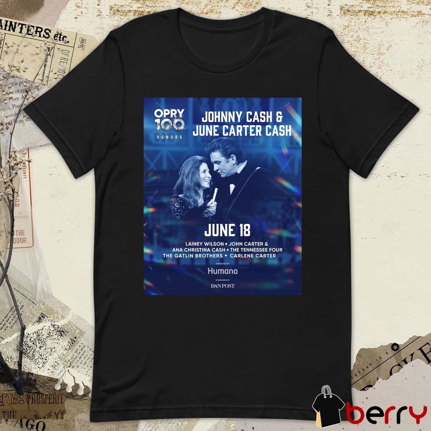 Opry 100 Honors celebrates Johnny Cash & June Carter Cash June 18, 2025 Lainey Wilson John Carter t-shirt