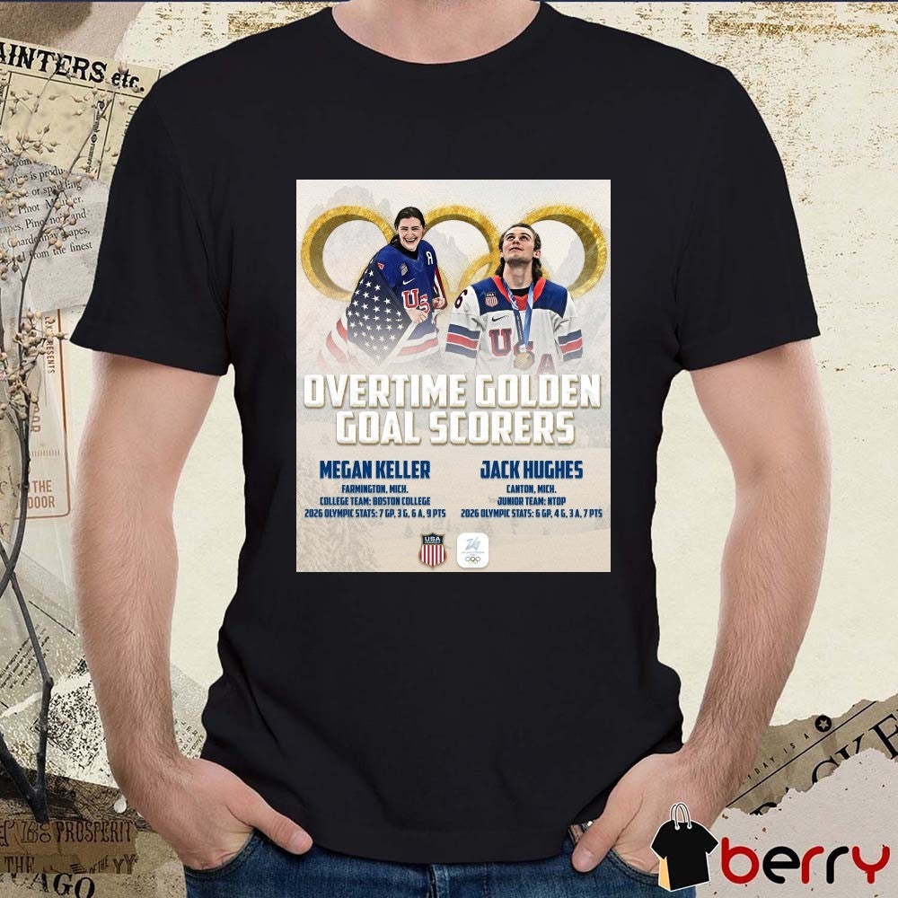 Overtime Golden Goal Scorers Megan Keller and Jack Hughes Winter Olympics Poster t-shirt