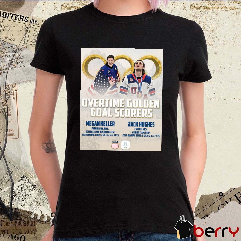 Overtime Golden Goal Scorers Megan Keller and Jack Hughes Winter Olympics Poster t-shirt