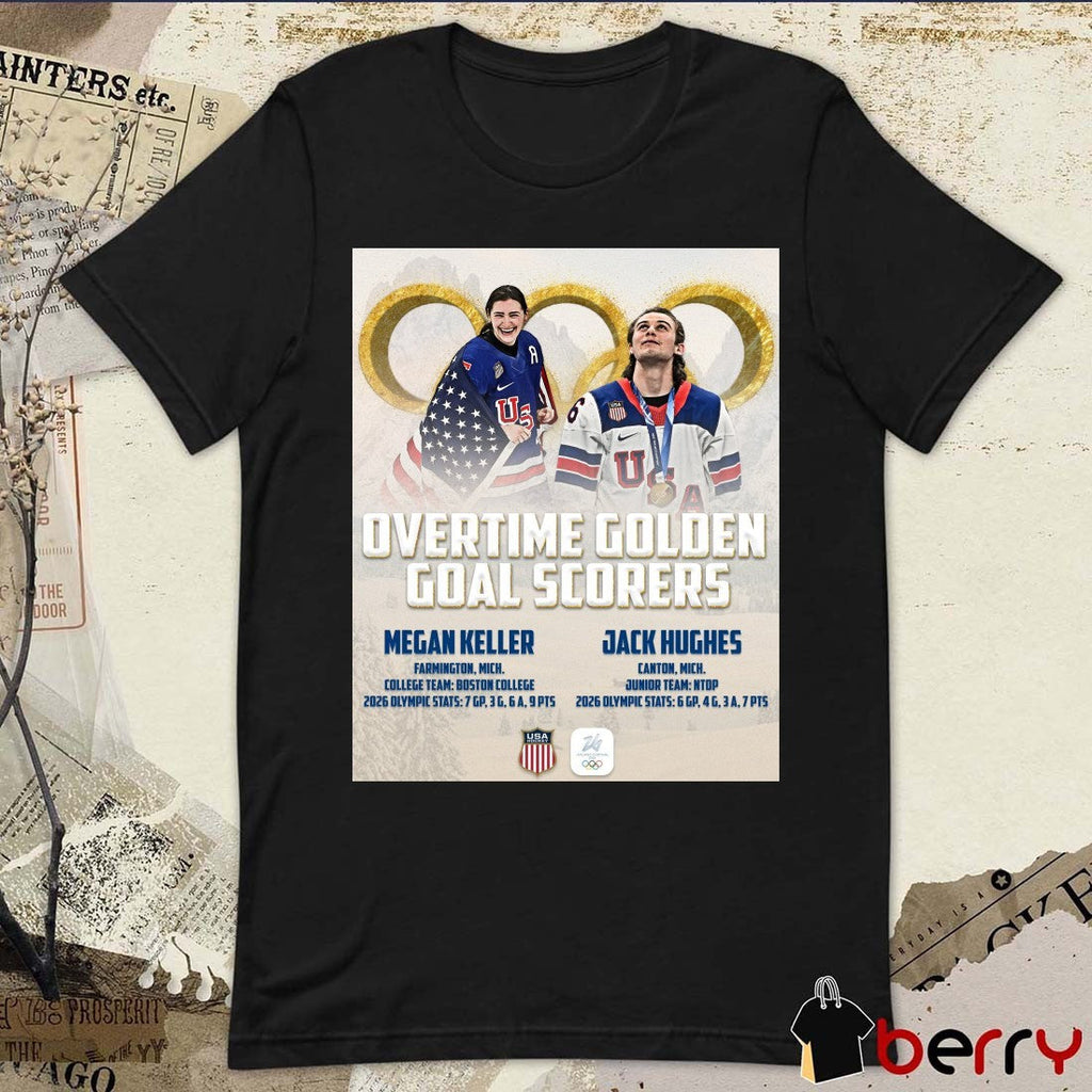 Overtime Golden Goal Scorers Megan Keller and Jack Hughes Winter Olympics Poster t-shirt