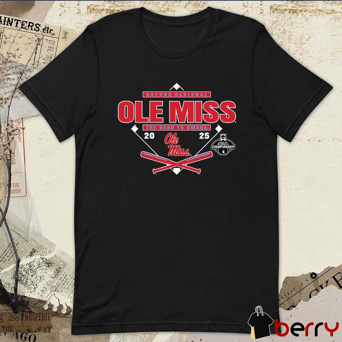Oxford Regional Ole Miss Rebels The Road To Omaha 2025 NCAA DI Baseball Championship t-shirt