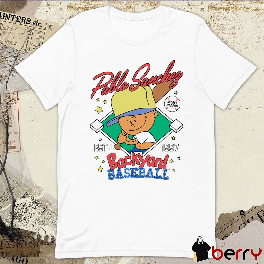 Pablo Sanchez Backyard Baseball Sports Secret Weapon Est 1997 t-shirt