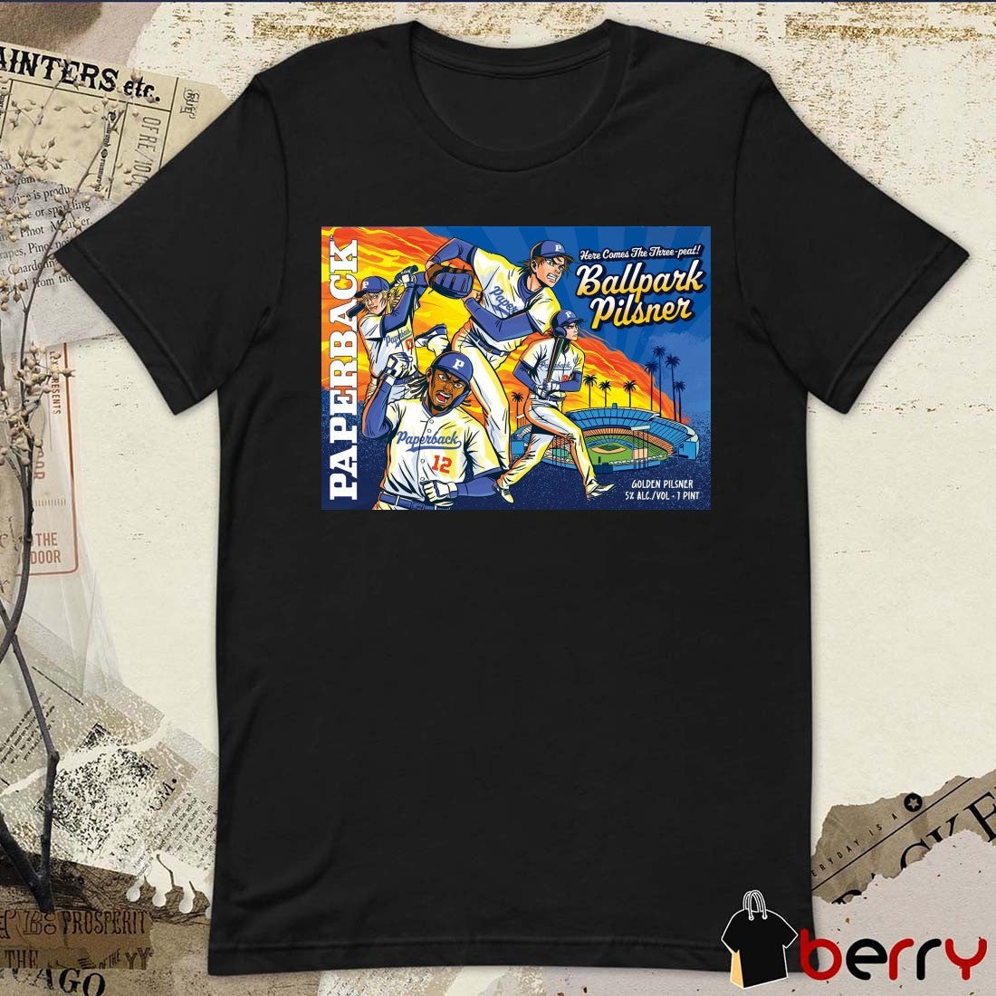 Paperback Here Comes The Three-Peat Ballpark Pilsner Poster t-shirt