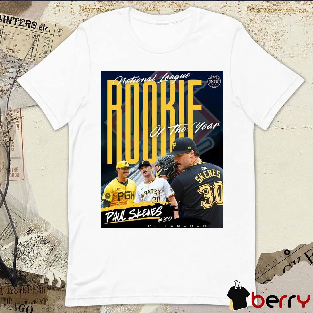 Paul Skenes Pittsburgh Pirates BBWAA 2024 National League Rookie of The Year Poster t-shirt