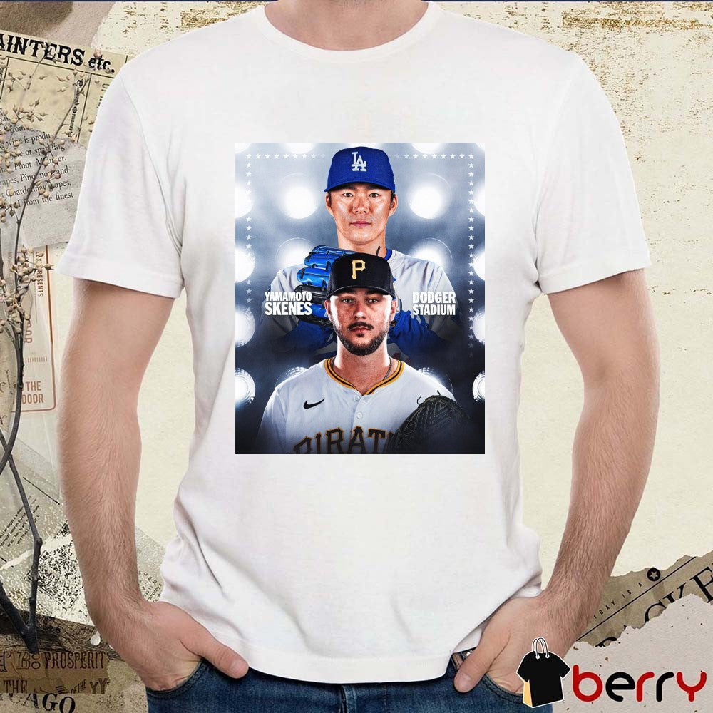 Paul Skenes Pittsburgh Pirates vs. Yoshinobu Yamamoto Los Angeles Dodgers at Dodger Stadium Poster t-shirt