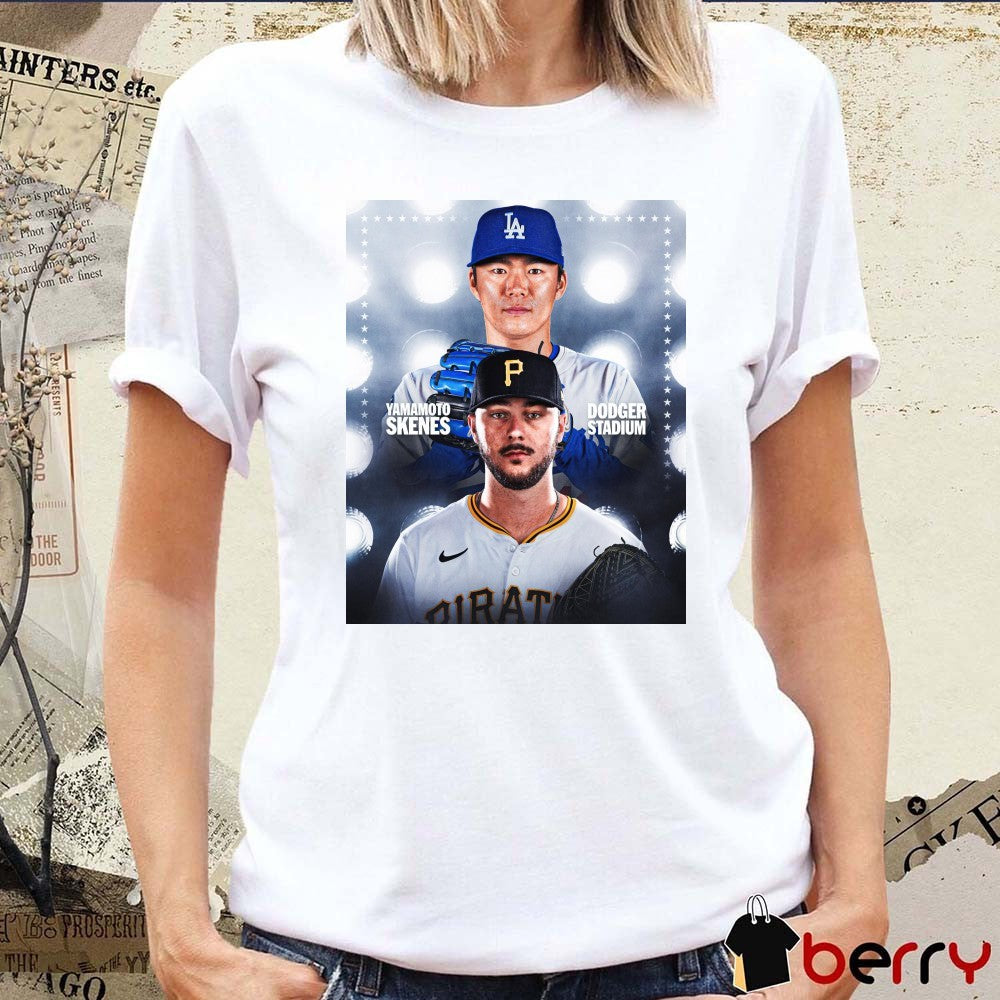 Paul Skenes Pittsburgh Pirates vs. Yoshinobu Yamamoto Los Angeles Dodgers at Dodger Stadium Poster t-shirt