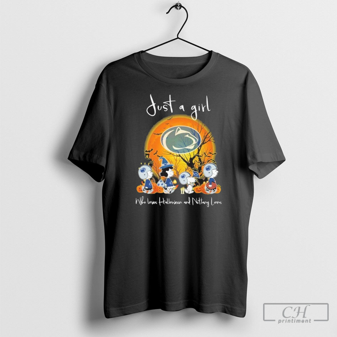 Official Peanuts Moon Just A Girl Who Loves Halloween And Nittany Lions Shirt