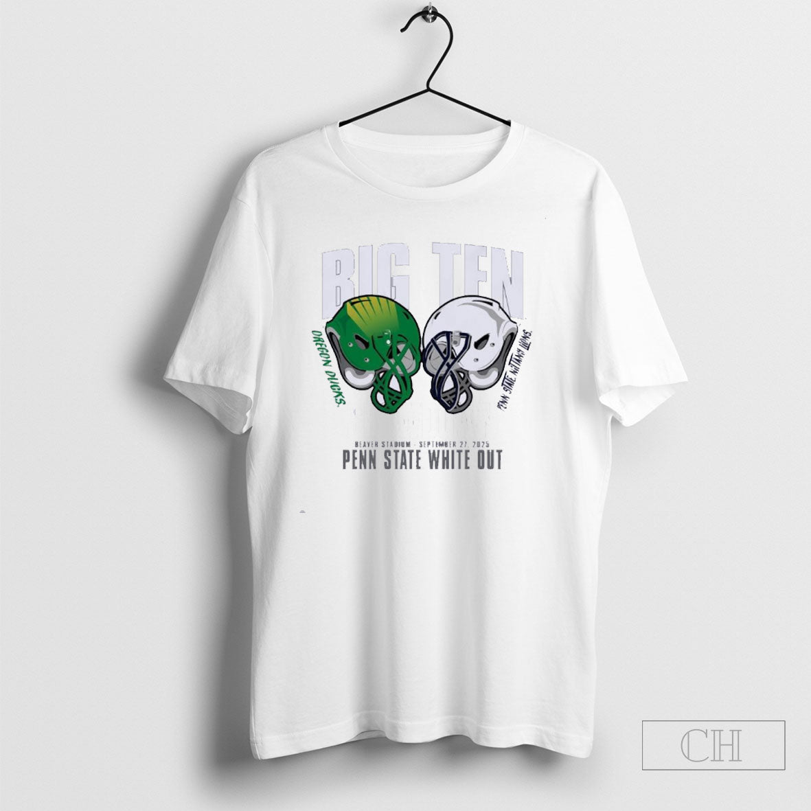 Official Penn State Dueling Helmet Oregon 2025 White Out T Sweater