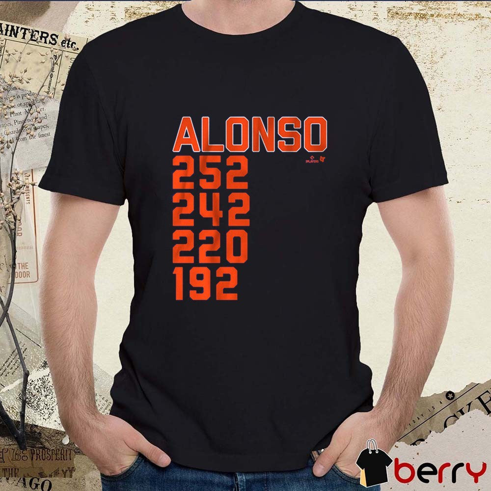 Pete Alonso New York Home Run List 252 242 220 192 New York Mets MLB t-shirt