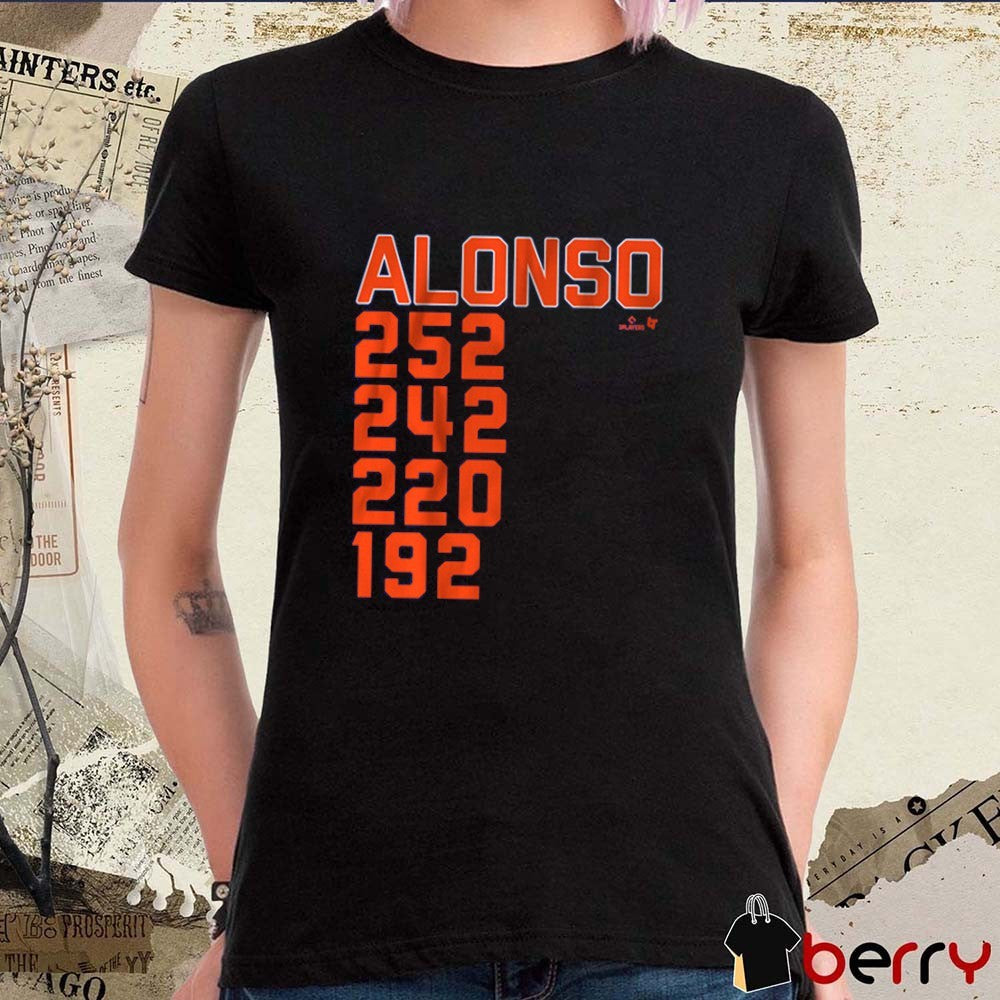 Pete Alonso New York Home Run List 252 242 220 192 New York Mets MLB t-shirt
