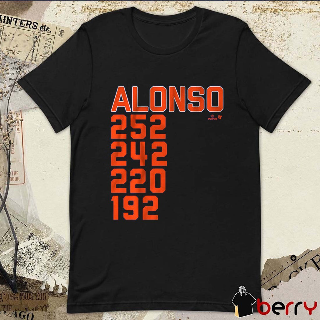 Pete Alonso New York Home Run List 252 242 220 192 New York Mets MLB t-shirt