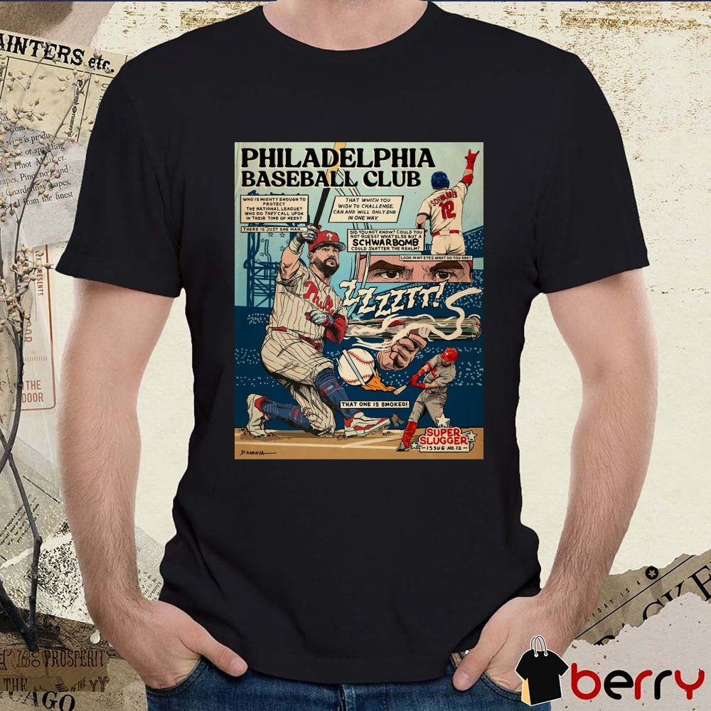 Philadelphia Baseball Club Kyle Schwarber Schwarbomb Super Slugger Issue No 12 Comic Poster t-shirt