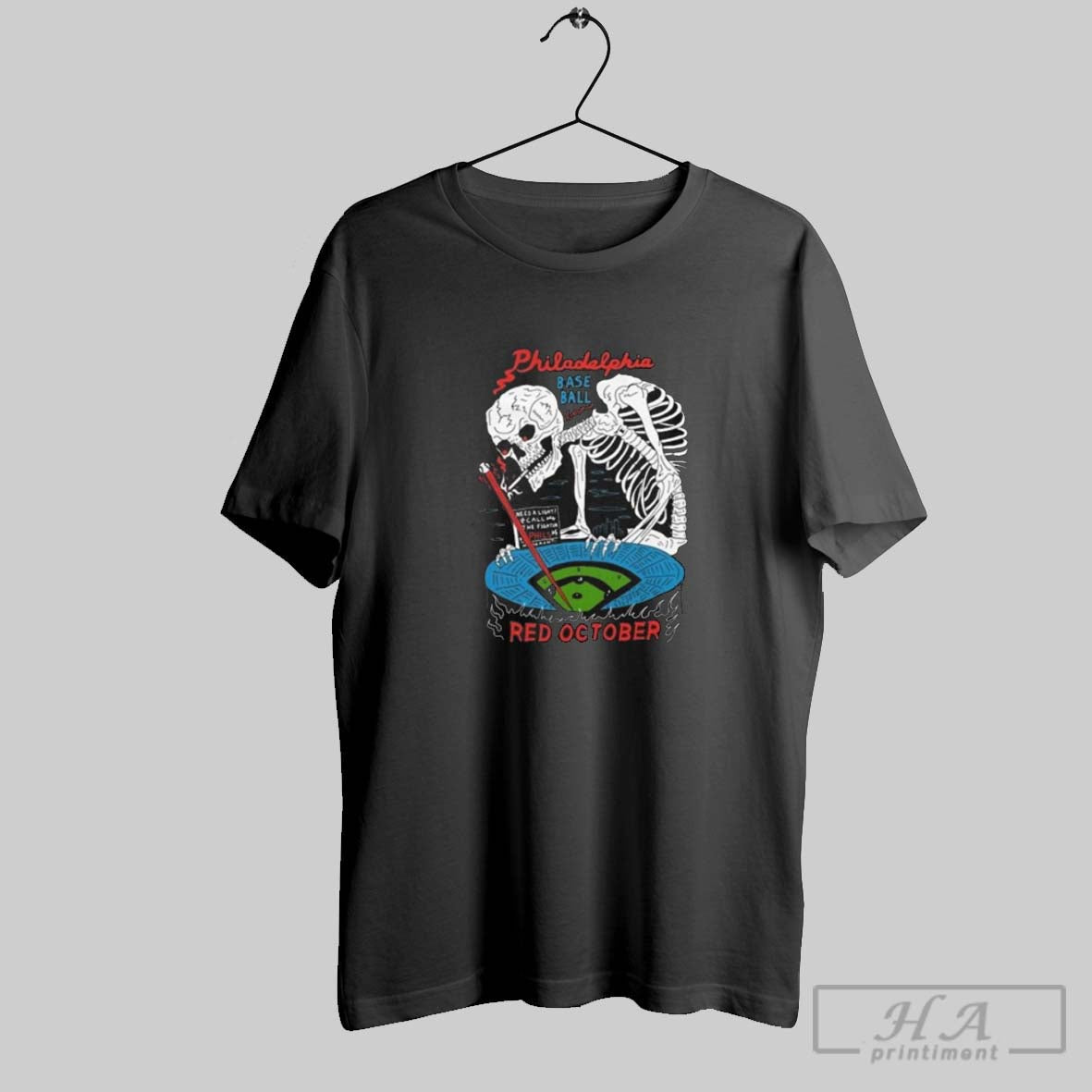 Official Philadelphia Baseball Red October Skull