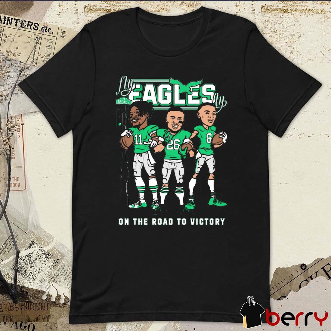 Philadelphia Eagles NFL Football World Champions LIX Fly Eagles Fly On The Road To Victory Caricatures t-shirt