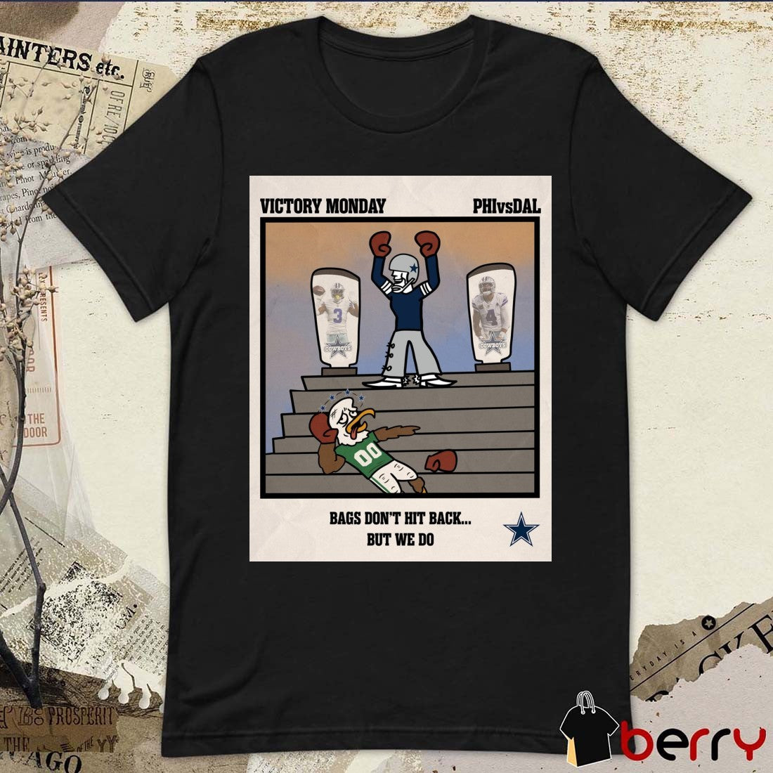Philadelphia Eagles Vs Dallas Cowboys Victory Monday Bags Don’t Hit Back But We Do Week 12 NFL Poster t-shirt