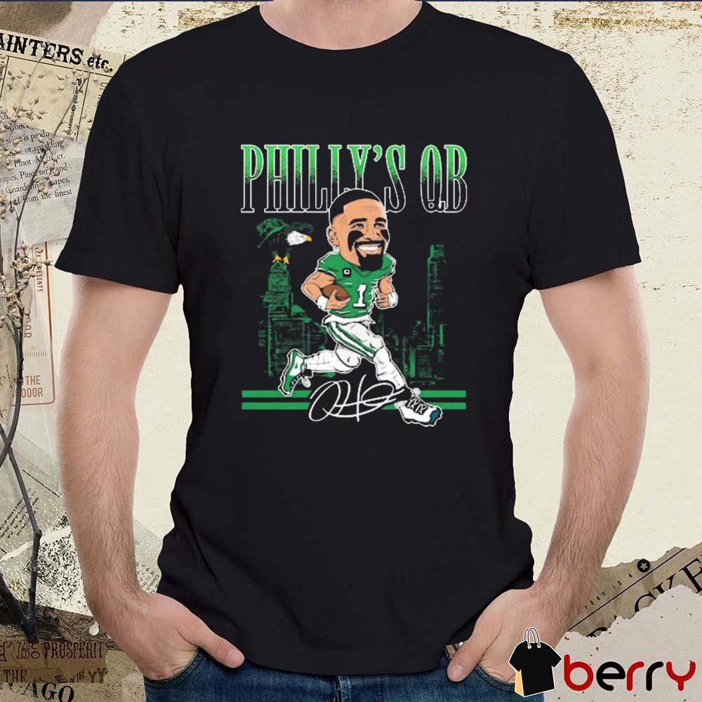 Philadelphia Eagles Win Kansas City Chiefs Jalen Hurt Philly’s QB Caricature NFL Football Signature t-shirt