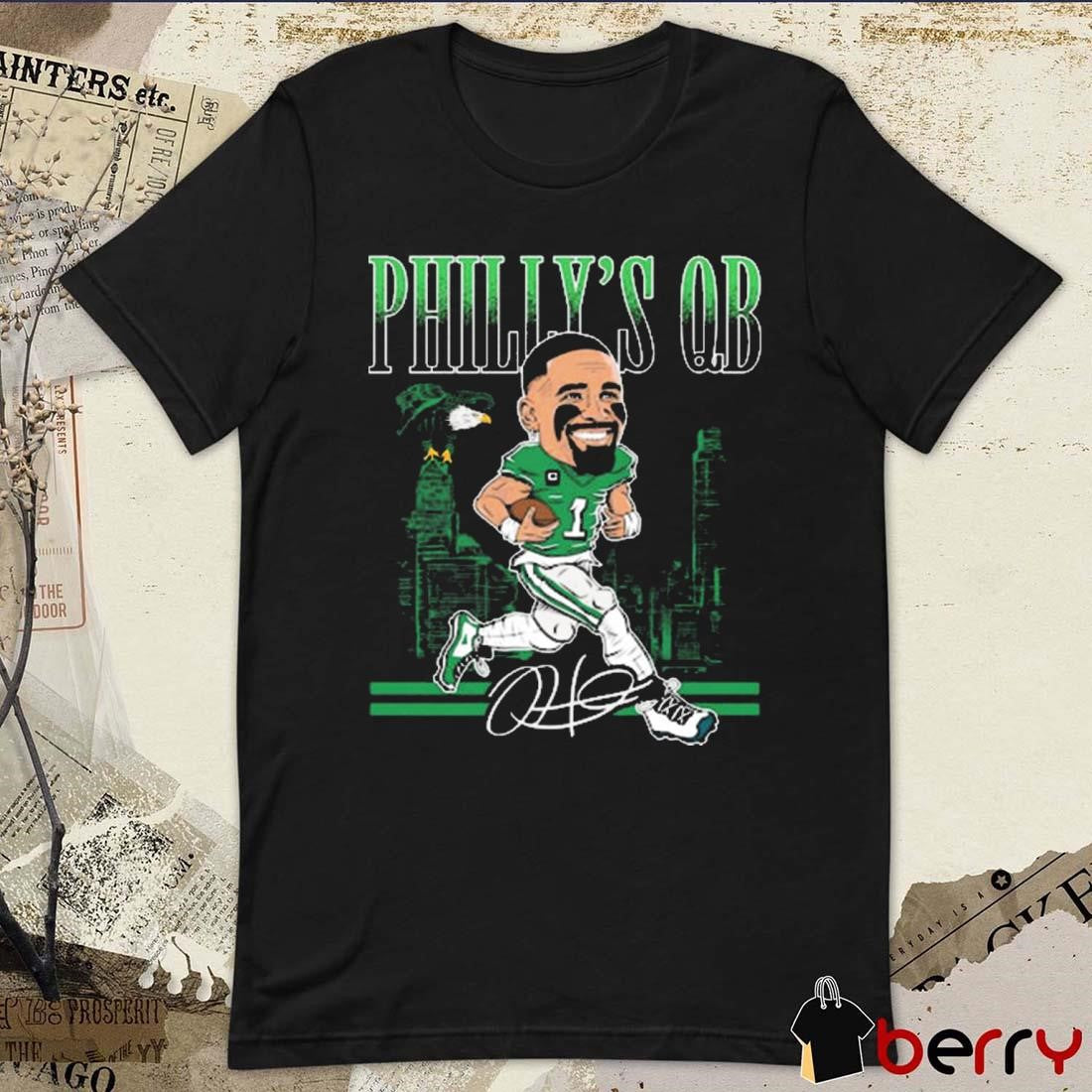 Philadelphia Eagles Win Kansas City Chiefs Jalen Hurt Philly’s QB Caricature NFL Football Signature t-shirt