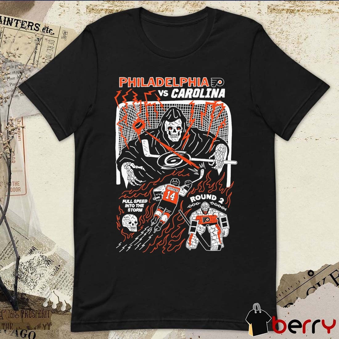 Philadelphia Flyers Vs Carolina Hurricanes Round 2 Full Speed Into The Storm t-shirt